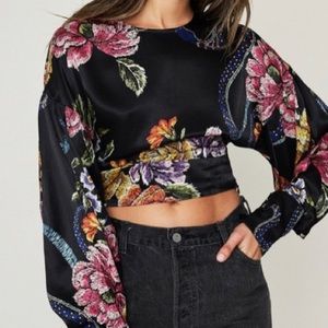 AFRM || Floral Satin Crop Top